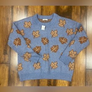 Maurices Blue and Brown Leaf Pattern Sweater